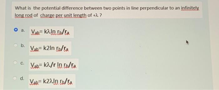 What is the potential difference between two points | Chegg.com