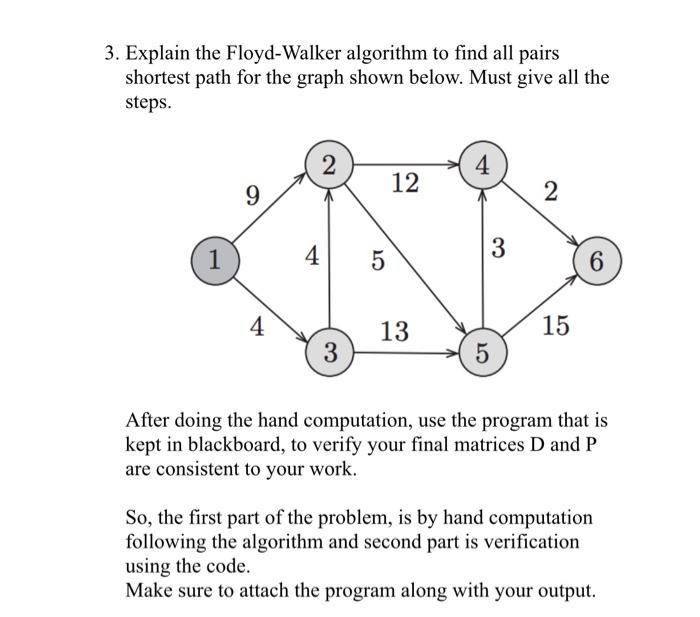 Solved 3. Explain the Floyd-Walker algorithm to find all | Chegg.com