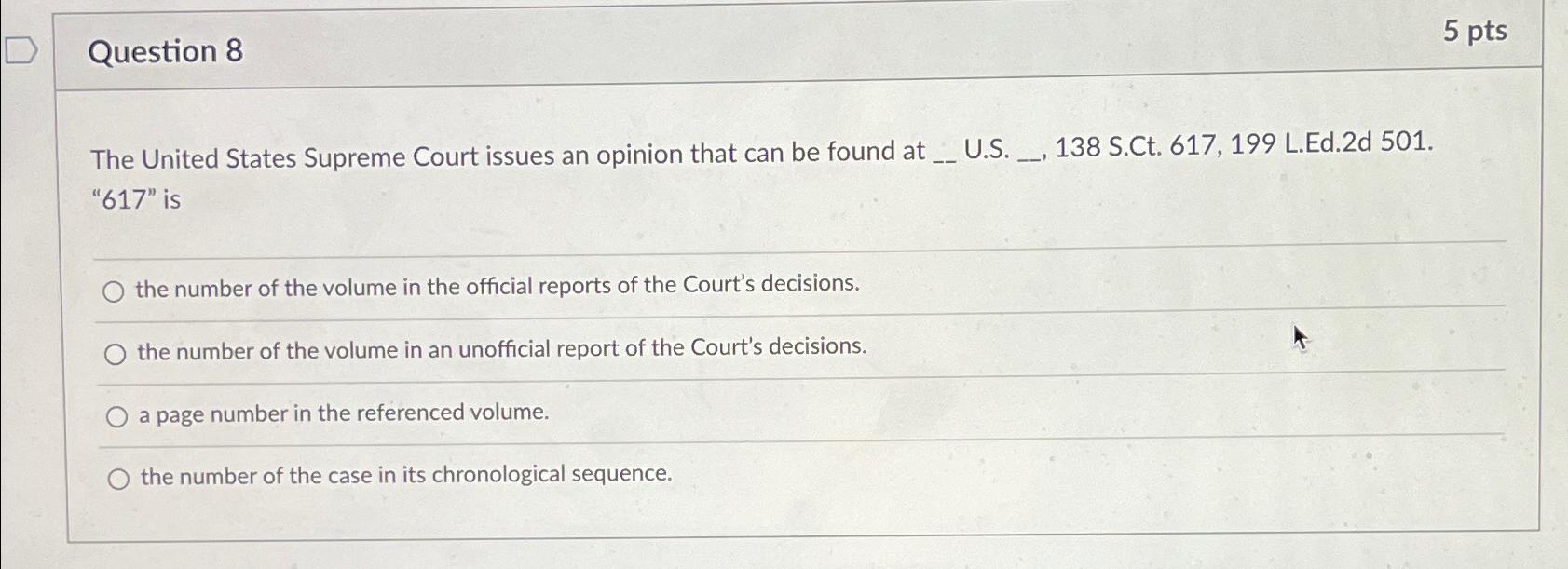 Solved Question 85 ﻿ptsThe United States Supreme Court | Chegg.com