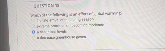 Solved Which of the following is an effect of global | Chegg.com