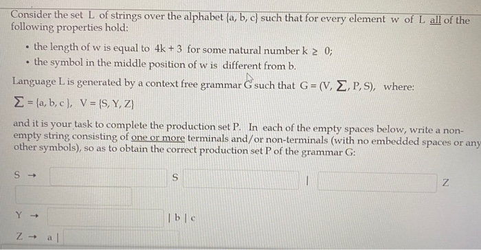 Solved Consider The Set L Of Strings Over The Alphabet Chegg Com