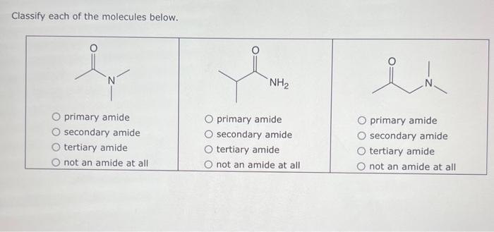 Solved Classify Each Of The Molecules Below Chegg Com