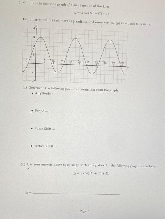 Solved 6. Consider the following graph of a sine function of | Chegg.com