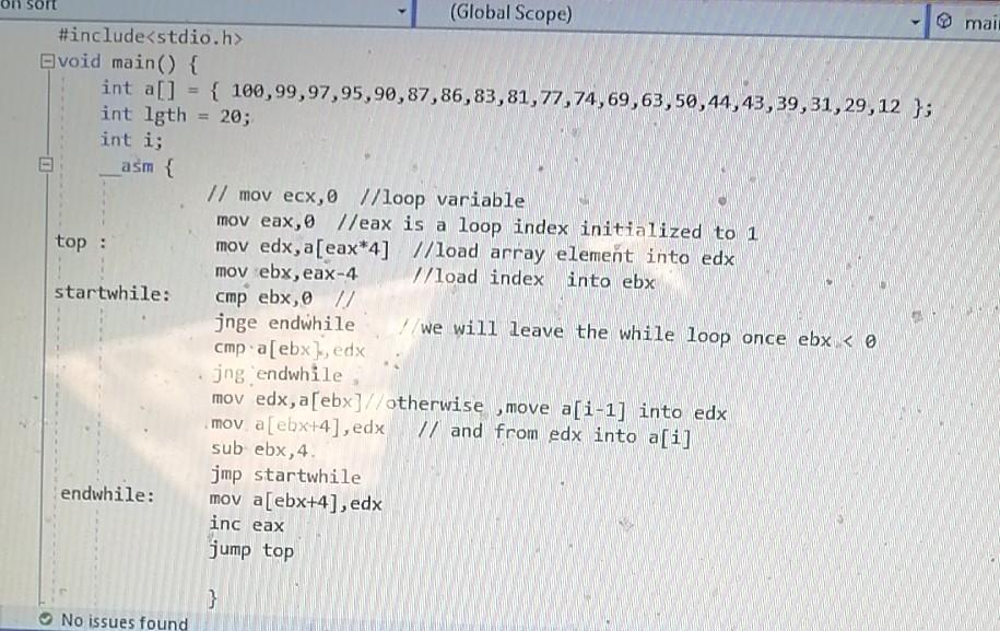 Solved Implement the Insertion Sort algorithm for an array | Chegg.com