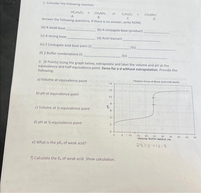 Solved 1. Consider The Following Reaction: | Chegg.com