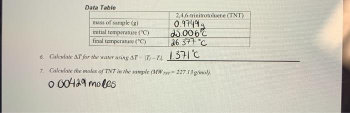 Solved Ou 8 Ah For Tnt Can Be Calculated Using Aheomb Chegg Com