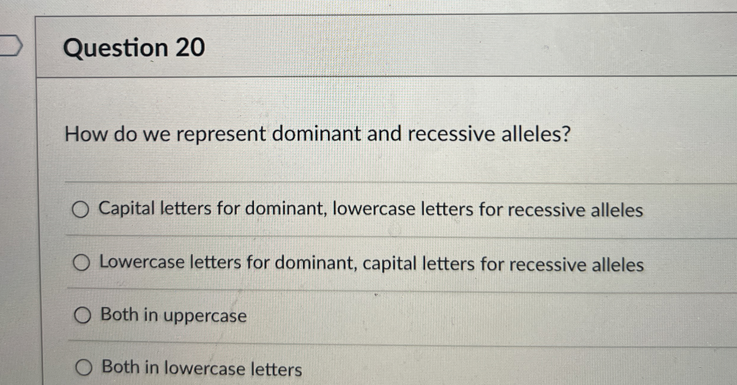 Solved Question 20How do we represent dominant and recessive | Chegg.com