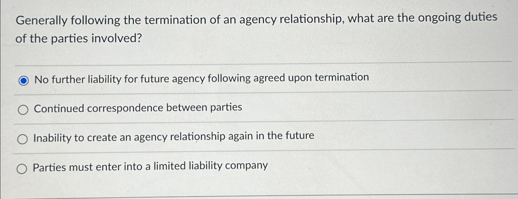 assignment worksheet 19 5 termination of an agency