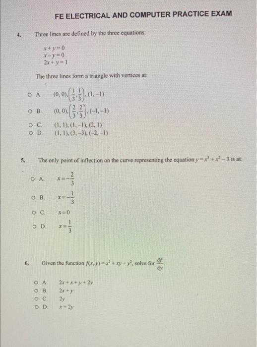 Solved FE ELECTRICAL AND COMPUTER PRACTICE EXAM 4. Three | Chegg.com