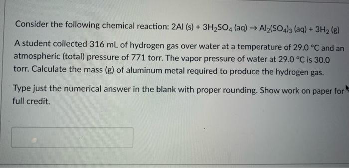 Solved Consider the following chemical reaction: | Chegg.com