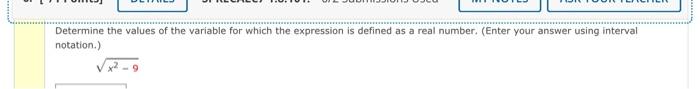 Solved Determine the values of the variable for which the | Chegg.com
