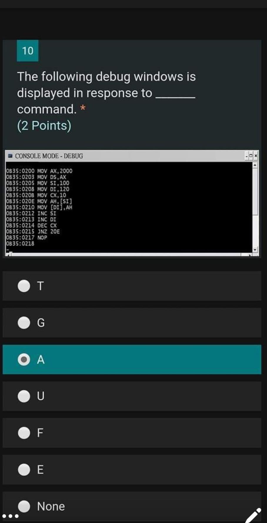 Solved 10 The following debug windows is displayed in | Chegg.com
