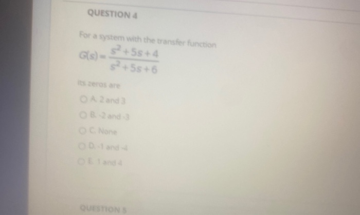 Solved QUESTION 3 For a system with the transfer function 5 | Chegg.com