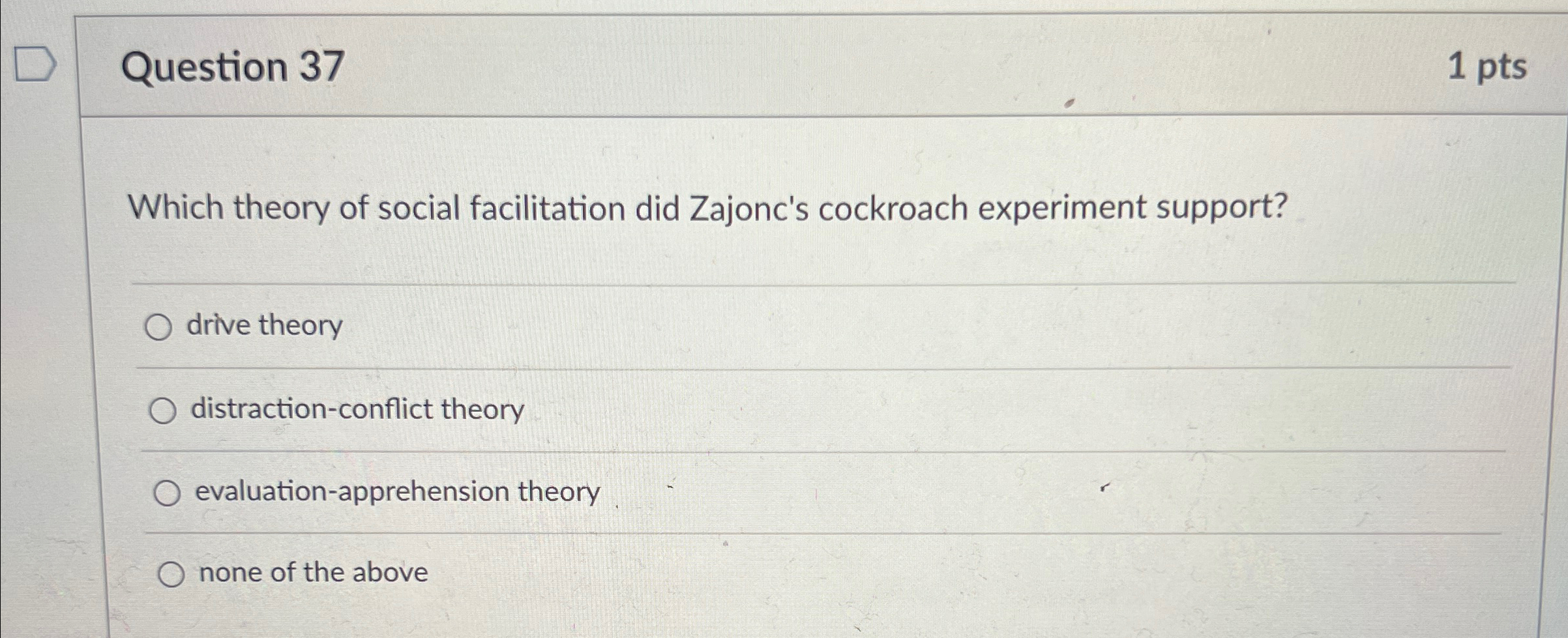 Solved Question 371ptsWhich theory of social facilitation Chegg com