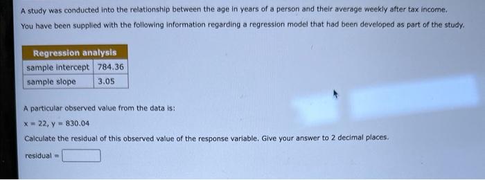 Solved A study was conducted into the relationship between | Chegg.com