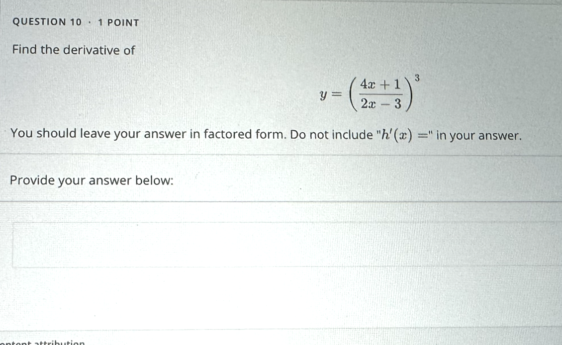 Solved QUESTION 10*1 ﻿POINTFind the derivative | Chegg.com
