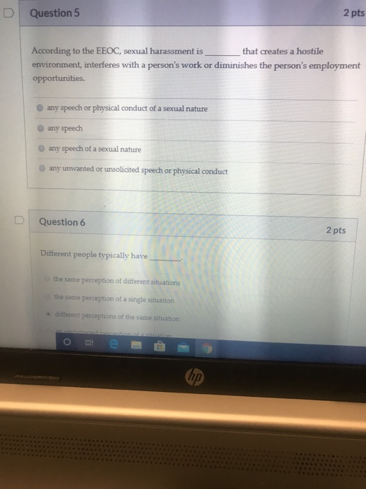 Solved Question 5 2 pts According to the EEOC, sexual | Chegg.com