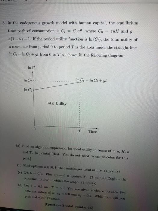 Solved 3. In the endogenous growth model with human capital, | Chegg.com