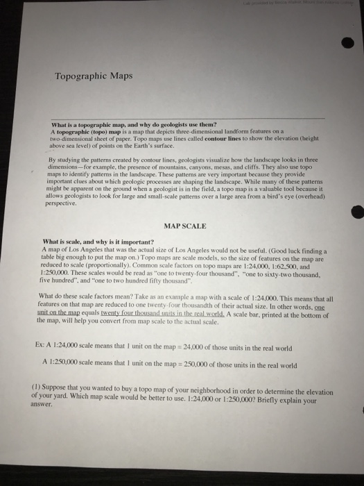 Solved Topographic Maps What is a topographic map, and why | Chegg.com
