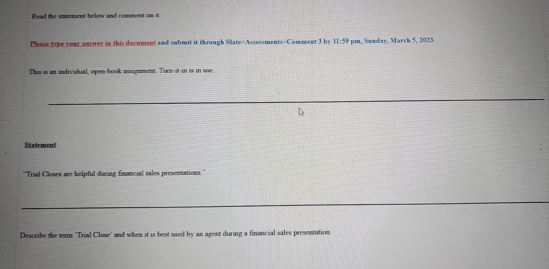 Solved Read the statement below and comment on it. Please | Chegg.com