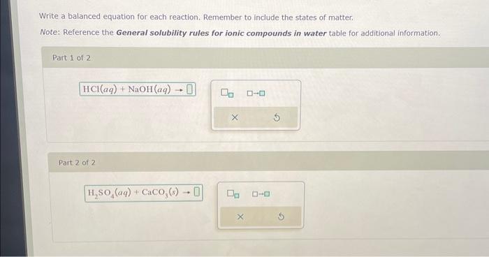 Solved Write a balanced equation for each reaction. Remember | Chegg.com