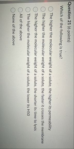 Solved Question 21 (6 ﻿points)Which of the following is | Chegg.com