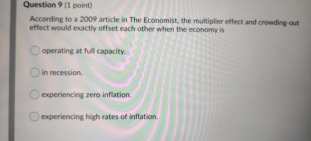 Solved A decrease in the price level O increases the | Chegg.com