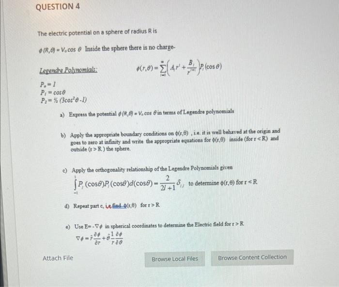 Solved The electric potential on a sphere of radius R is | Chegg.com