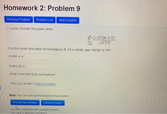 Solved Homework 2: Problem 9 Previous Problem Problem List | Chegg.com