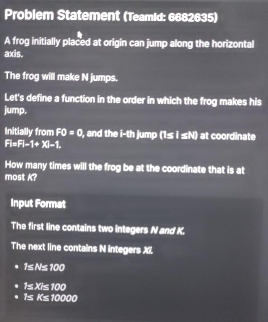 Solved Problem Statement (Teamld: 6682635) A frog initially | Chegg.com
