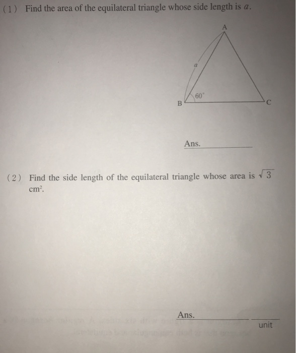 find the area of an equilateral triangle with side length 6