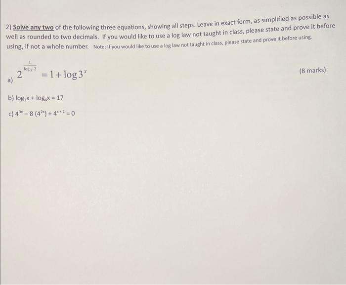 Solved Please state the log law you use and prove it before | Chegg.com