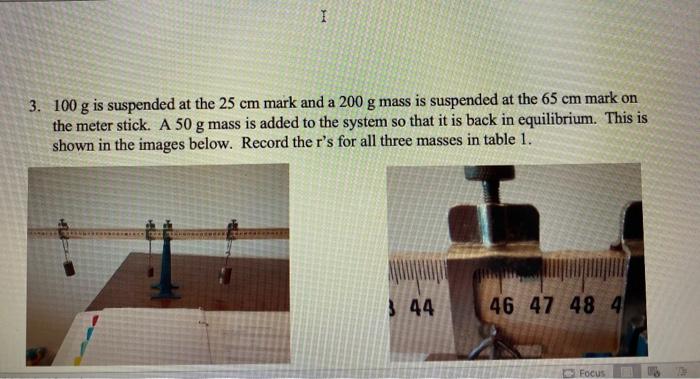 Solved I 3. 100 g is suspended at the 25 cm mark and a 200 g | Chegg.com
