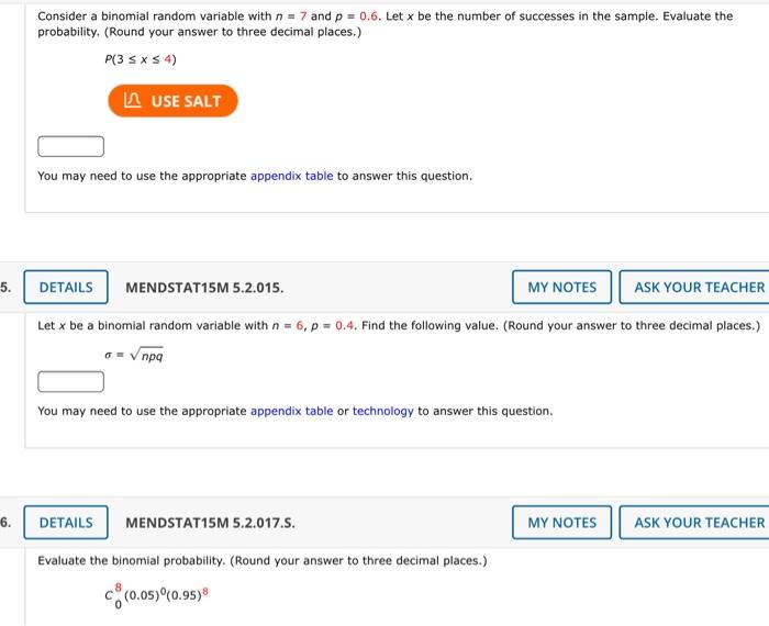 Solved Consider a binomial random variable with n = 7 and p | Chegg.com
