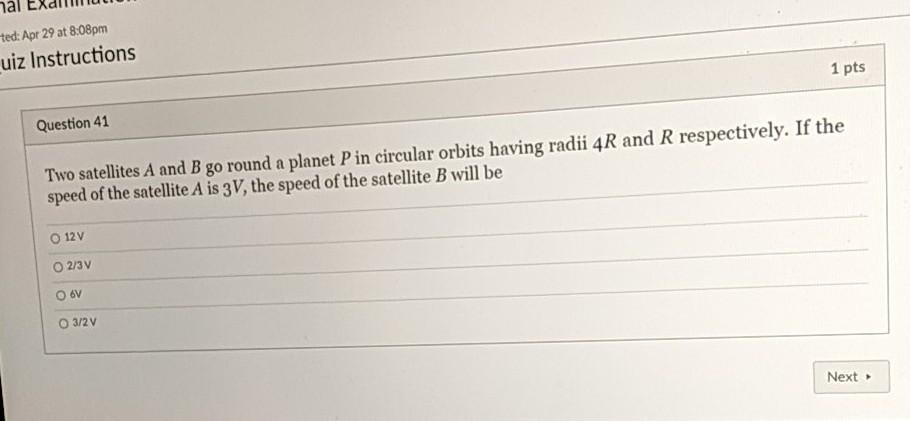 Solved nal ted: Apr 29 at 8.08pm uiz Instructions 1 pts | Chegg.com