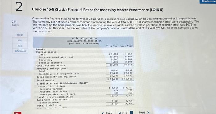 Solved Compute the following financial data for this | Chegg.com