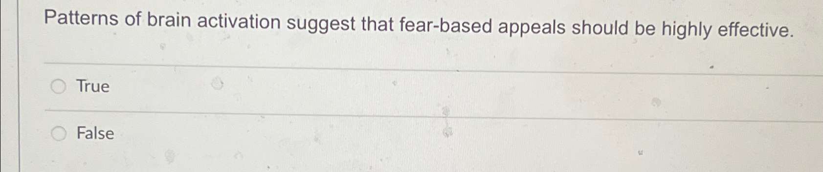 Solved Patterns of brain activation suggest that fear-based | Chegg.com