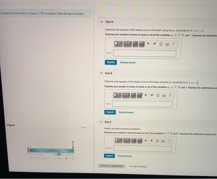 Solved Consider the beam shown in Figure 1). El is constant. | Chegg.com