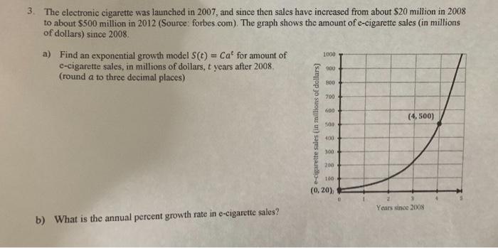 Solved 3. The electronic cigarette was launched in 2007 and