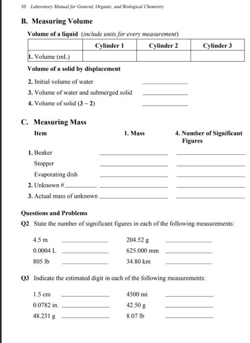 Solved REPORT SHEET LAB Chemistry and Measurement 1 A. | Chegg.com