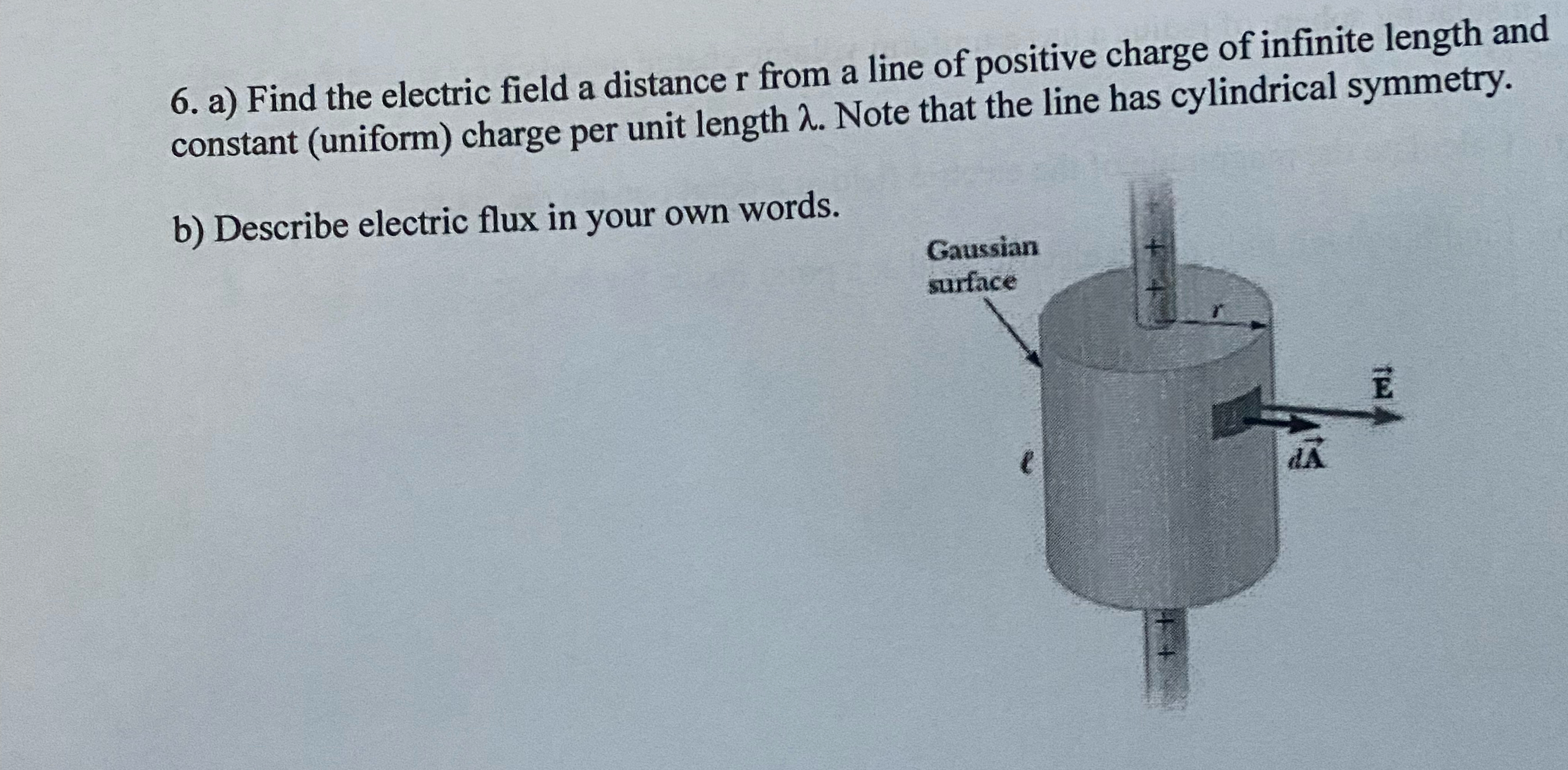 Solved a) ﻿Find the electric field a distance r ﻿from a line | Chegg.com