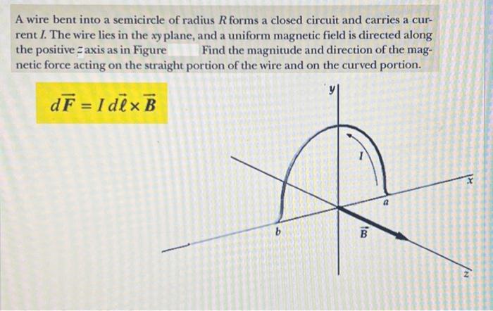 Solved A Wire Bent Into A Semicircle Of Radius R Forms A 