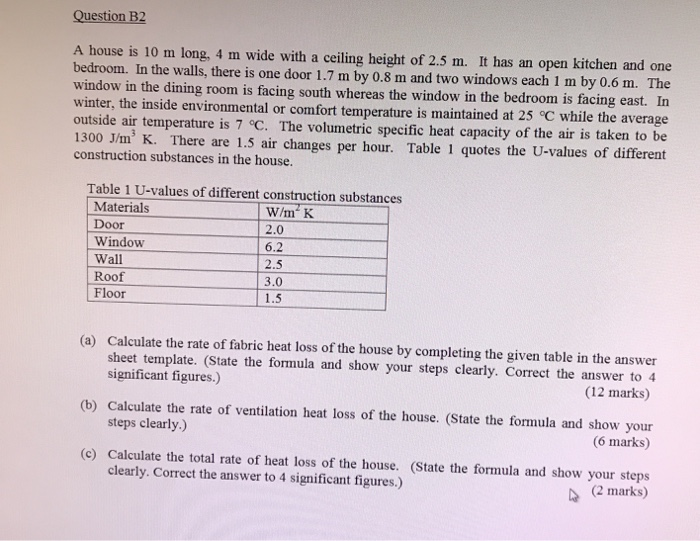 10m2 Example Solved Question B2 A house is 10 m long, 4 m wide with a | Chegg.com