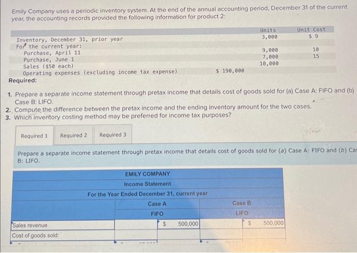 Solved Emily Company uses a periodic inventory system. At | Chegg.com