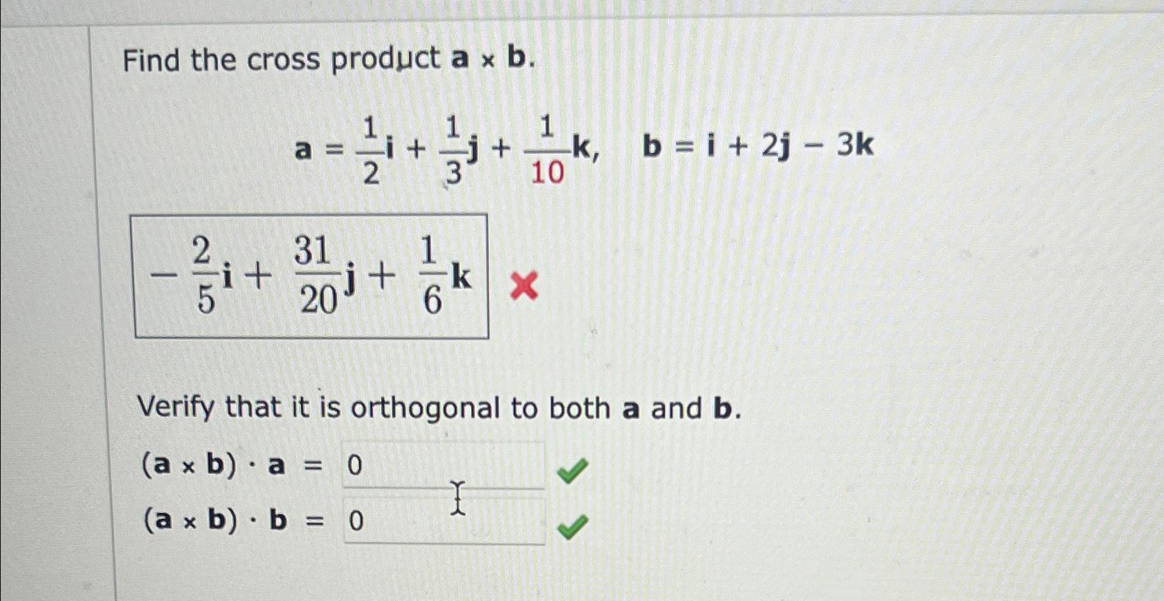 Solved Find The Cross Product | Chegg.com