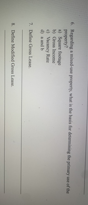 Solved 6. Regarding A Mixed-use Property, What Is The Basis | Chegg.com