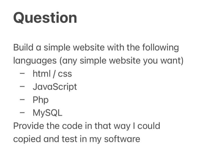 Solved Question Build a simple website with the following | Chegg.com