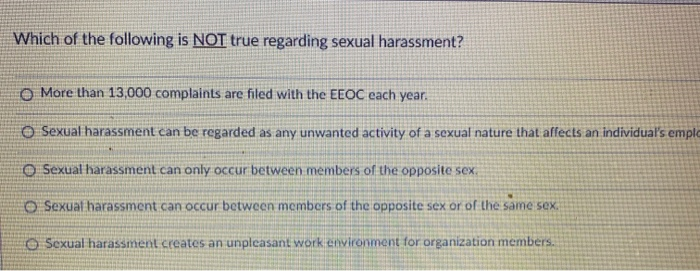 Solved Which of the following is NOT true regarding sexual | Chegg.com