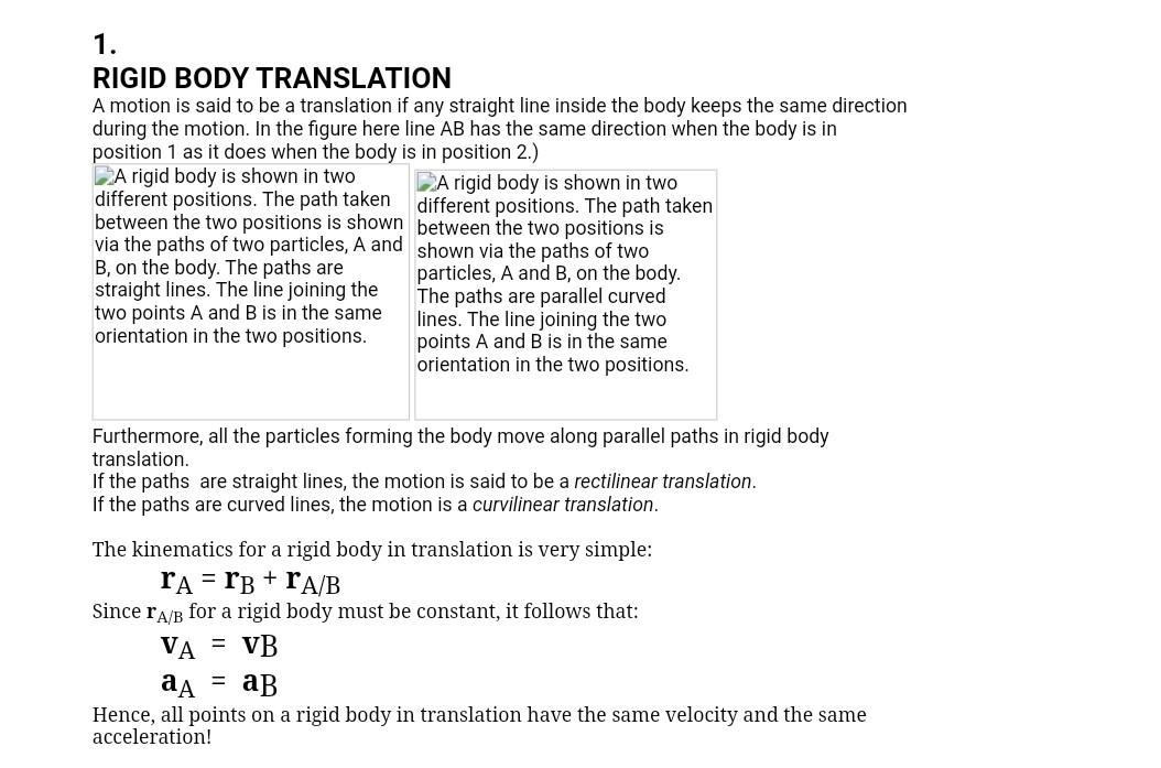 1. RIGID BODY TRANSLATION A motion is said to be a | Chegg.com