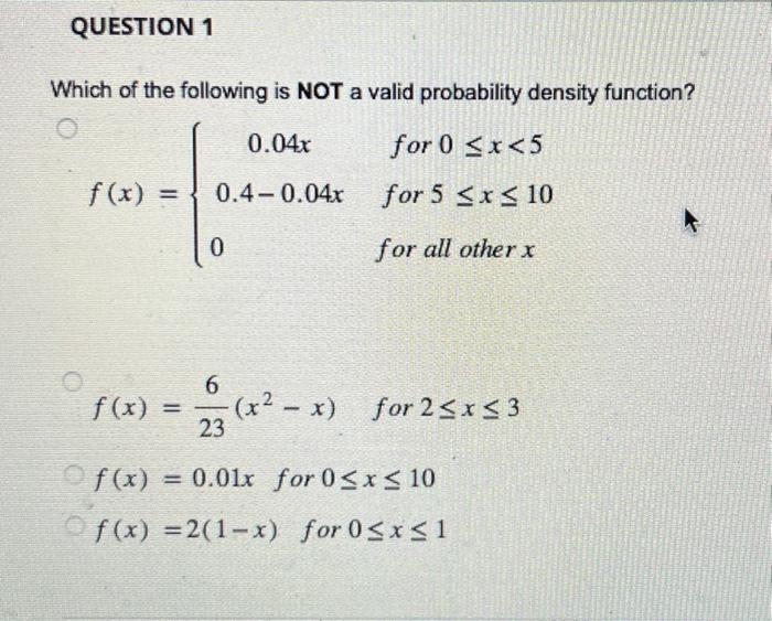 Solved Which of the following is NOT a valid probability | Chegg.com